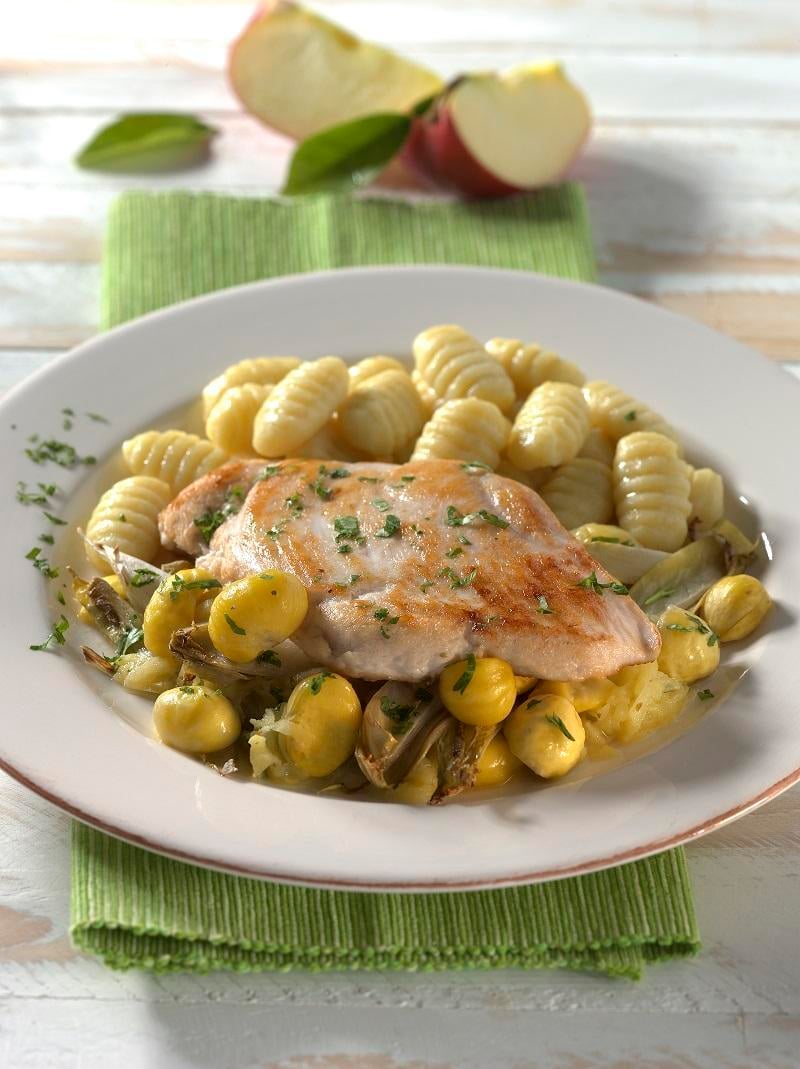 haehnchenschnitzel-mit-chicoree-und-maronen Hähnchenschnitzel mit Chicorée und Maronen - BCM Diät Rezepte.ch